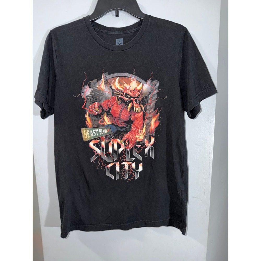 WWE Authentic Brock Lesnar "Suplex City Beast BLVD" black graphic t-shirt